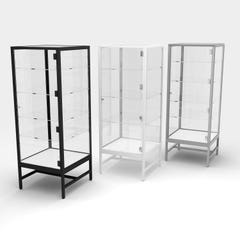 GLASS SHOWCASE TOWER WITH 4 ADJUSTABLE GLASS SHELVES